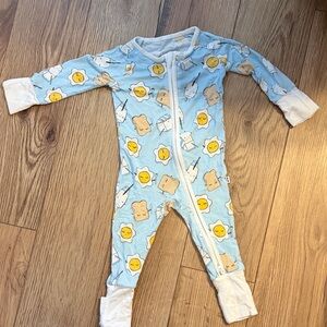 Little Sleepies Blue Footie with Sunny Egg & Toast Print